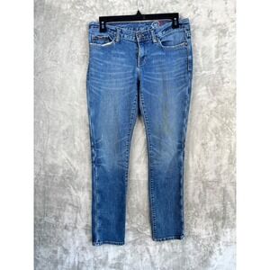 Gap 1969 Womens 4A Blue Skinny Jeans Stretch Mid Rise Hong‎ Kong Made Denim